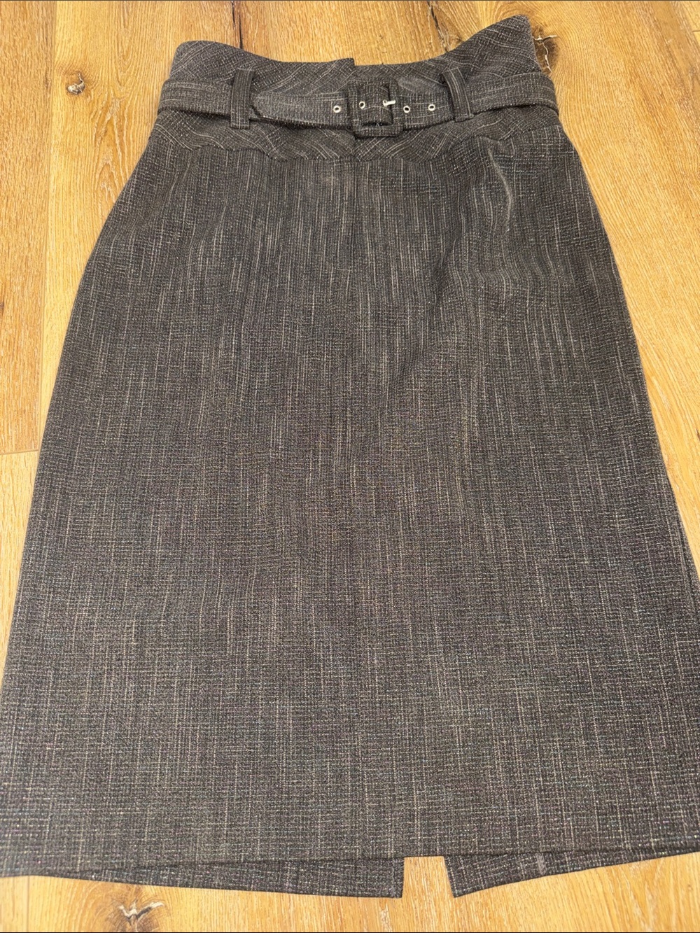 Joseph Ribkoff Charcoal Textured Pencil Skirt with Waist Belt